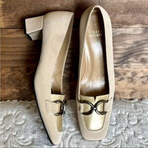 Stuart Weitzman Cream Block Heel Loafers